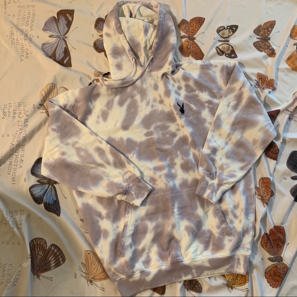 playboy x missguided charcoal tie dye hoodie(us 4)